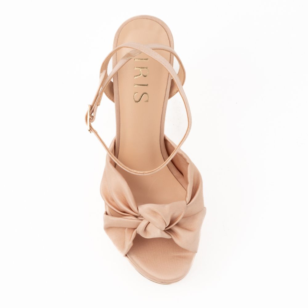 IRIS LYLA Μπεζ Γυναικεία Πέδιλα Platform με Τακούνι 11,5 cm